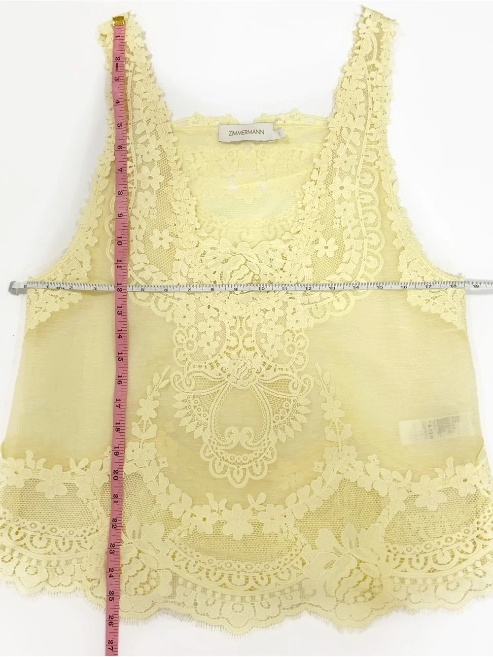 Zimmermann Boho pastel yellow lace top in linen | Size 1/S - Picture 9 of 9